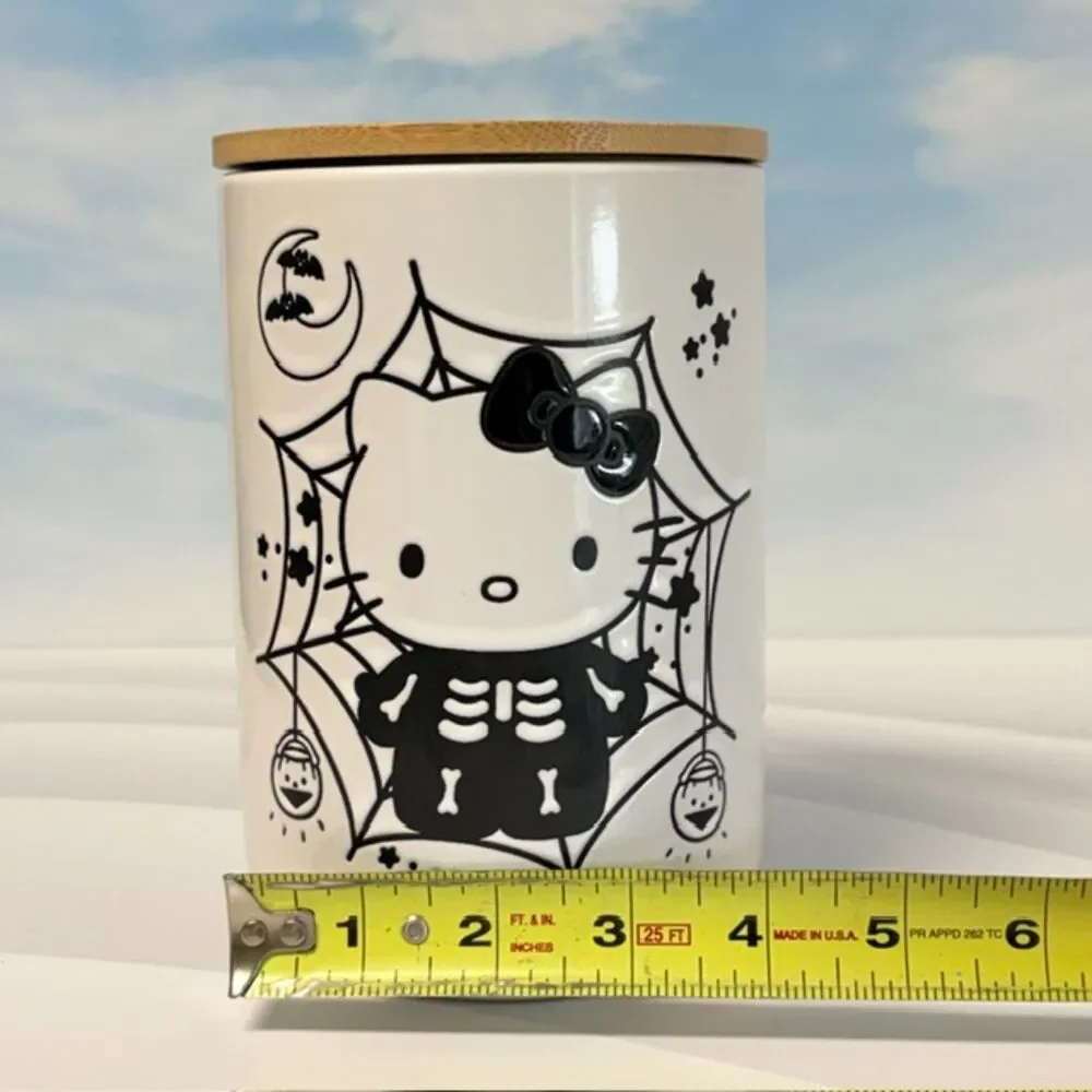 Hello Kitty Skeleton Halloween Ceramic Canister Bamboo Lid 40.57 Oz Sanrio 2023